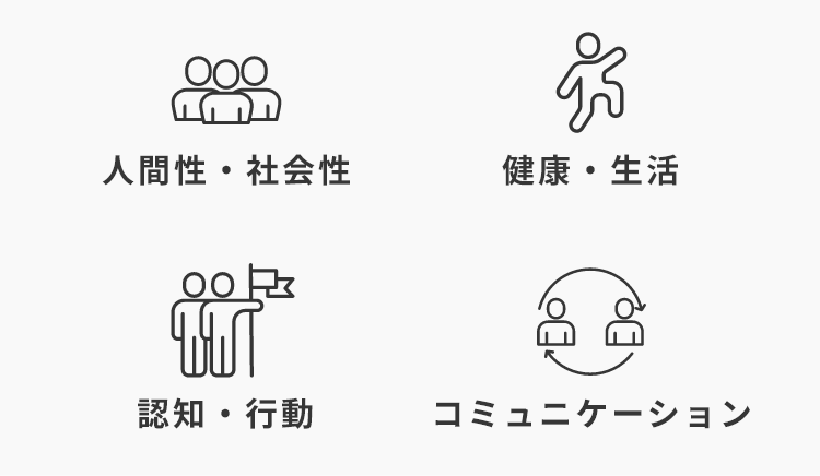 人間性・社会性 健康・生活 認知・行動 コミュニケーション